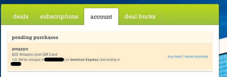 My Account - LivingSocial with 100 amazon certs